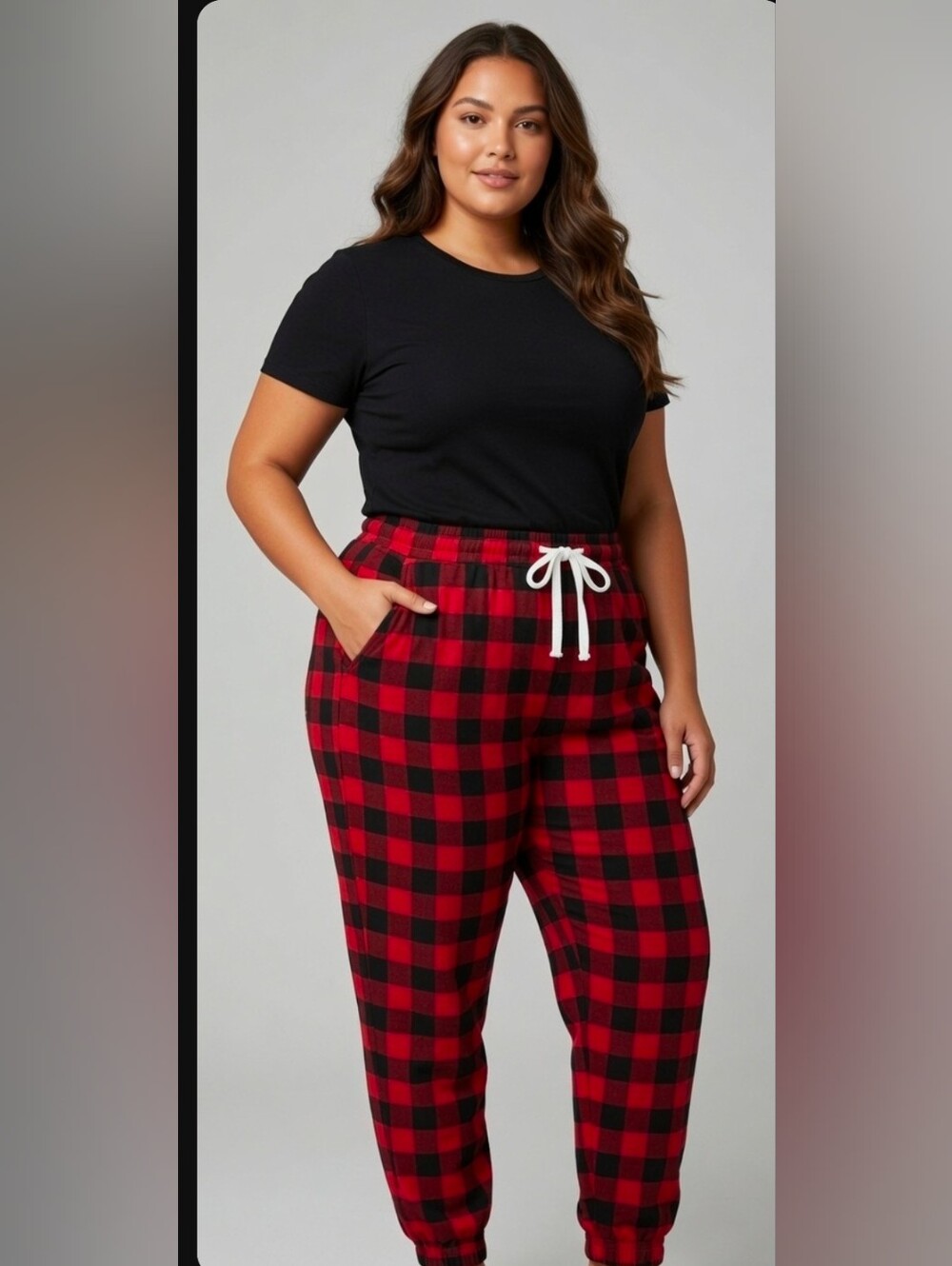0292 Grayson Threads Red and Black Buffalo Plaid Jogger Pants